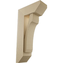 Ekena Millwork - BKTUR0554X14X26LEC06RCPR - Timberthane Faux Wood Legacy Style Bracket w/ Offset Brace, Slat Ends, 5 1/2"W x 14"D x 26"H, Primed Tan