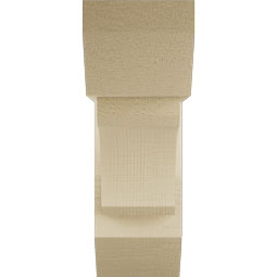 Ekena Millwork - BKTUR0554X16X16LEC06RCPR - Timberthane Faux Wood Legacy Style Bracket w/ Offset Brace, Slat Ends, 5 1/2"W x 16"D x 16"H, Primed Tan