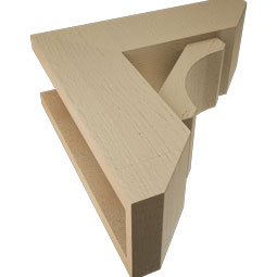 Ekena Millwork - BKTUR0554X16X16LEC06RCPR - Timberthane Faux Wood Legacy Style Bracket w/ Offset Brace, Slat Ends, 5 1/2"W x 16"D x 16"H, Primed Tan