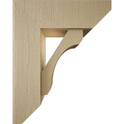 Ekena Millwork - BKTUR0554X16X20LEC06RCPR - Timberthane Faux Wood Legacy Style Bracket w/ Offset Brace, Slat Ends, 5 1/2"W x 16"D x 20"H, Primed Tan
