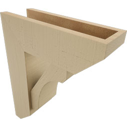 Ekena Millwork - BKTUR0554X16X20LEC06RCPR - Timberthane Faux Wood Legacy Style Bracket w/ Offset Brace, Slat Ends, 5 1/2"W x 16"D x 20"H, Primed Tan