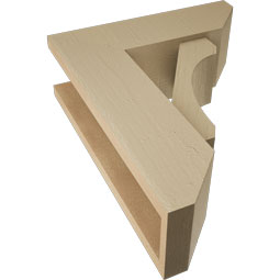 Ekena Millwork - BKTUR0554X16X20LEC06RCPR - Timberthane Faux Wood Legacy Style Bracket w/ Offset Brace, Slat Ends, 5 1/2"W x 16"D x 20"H, Primed Tan