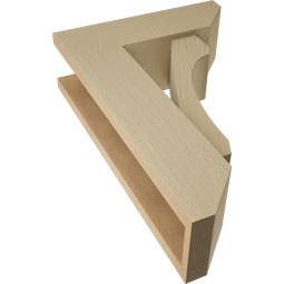 Ekena Millwork - BKTUR0554X16X24LEC06RCPR - Timberthane Faux Wood Legacy Style Bracket w/ Offset Brace, Slat Ends, 5 1/2"W x 16"D x 24"H, Primed Tan