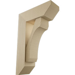 Ekena Millwork - BKTUR0554X16X24LEC06RCPR - Timberthane Faux Wood Legacy Style Bracket w/ Offset Brace, Slat Ends, 5 1/2"W x 16"D x 24"H, Primed Tan