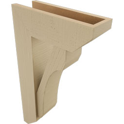 Ekena Millwork - BKTUR0554X16X28LEC06RCPR - Timberthane Faux Wood Legacy Style Bracket w/ Offset Brace, Slat Ends, 5 1/2"W x 16"D x 28"H, Primed Tan