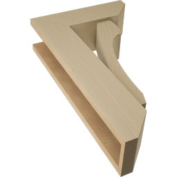 Ekena Millwork - BKTUR0554X16X28LEC06RCPR - Timberthane Faux Wood Legacy Style Bracket w/ Offset Brace, Slat Ends, 5 1/2"W x 16"D x 28"H, Primed Tan