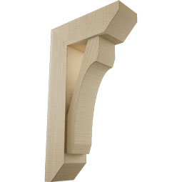 Ekena Millwork - BKTUR0554X16X28LEC06RCPR - Timberthane Faux Wood Legacy Style Bracket w/ Offset Brace, Slat Ends, 5 1/2"W x 16"D x 28"H, Primed Tan