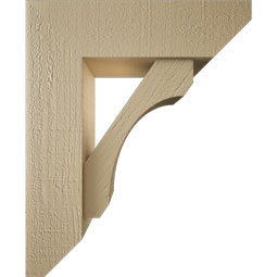 Ekena Millwork - BKTUR0554X18X22LEC06RCPR - Timberthane Faux Wood Legacy Style Bracket w/ Offset Brace, Slat Ends, 5 1/2"W x 18"D x 22"H, Primed Tan