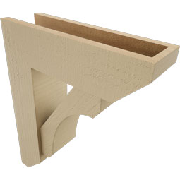 Ekena Millwork - BKTUR0554X18X22LEC06RCPR - Timberthane Faux Wood Legacy Style Bracket w/ Offset Brace, Slat Ends, 5 1/2"W x 18"D x 22"H, Primed Tan
