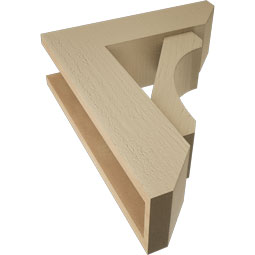 Ekena Millwork - BKTUR0554X18X22LEC06RCPR - Timberthane Faux Wood Legacy Style Bracket w/ Offset Brace, Slat Ends, 5 1/2"W x 18"D x 22"H, Primed Tan