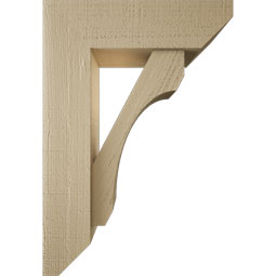 Ekena Millwork - BKTUR0554X18X26LEC06RCPR - Timberthane Faux Wood Legacy Style Bracket w/ Offset Brace, Slat Ends, 5 1/2"W x 18"D x 26"H, Primed Tan