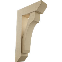 Ekena Millwork - BKTUR0554X18X30LEC06RCPR - Timberthane Faux Wood Legacy Style Bracket w/ Offset Brace, Slat Ends, 5 1/2"W x 18"D x 30"H, Primed Tan