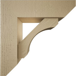 Ekena Millwork - BKTUR0554X20X20LEC06RCPR - Timberthane Faux Wood Legacy Style Bracket w/ Offset Brace, Slat Ends, 5 1/2"W x 20"D x 20"H, Primed Tan