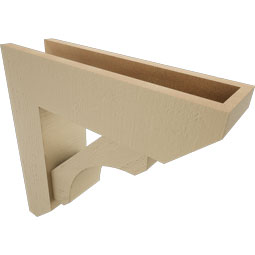 Ekena Millwork - BKTUR0554X20X20LEC06RCPR - Timberthane Faux Wood Legacy Style Bracket w/ Offset Brace, Slat Ends, 5 1/2"W x 20"D x 20"H, Primed Tan