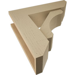 Ekena Millwork - BKTUR0554X20X20LEC06RCPR - Timberthane Faux Wood Legacy Style Bracket w/ Offset Brace, Slat Ends, 5 1/2"W x 20"D x 20"H, Primed Tan
