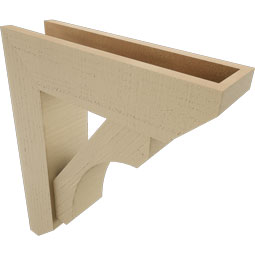 Ekena Millwork - BKTUR0554X20X24LEC06RCPR - Timberthane Faux Wood Legacy Style Bracket w/ Offset Brace, Slat Ends, 5 1/2"W x 20"D x 24"H, Primed Tan