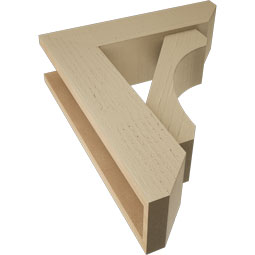 Ekena Millwork - BKTUR0554X20X24LEC06RCPR - Timberthane Faux Wood Legacy Style Bracket w/ Offset Brace, Slat Ends, 5 1/2"W x 20"D x 24"H, Primed Tan