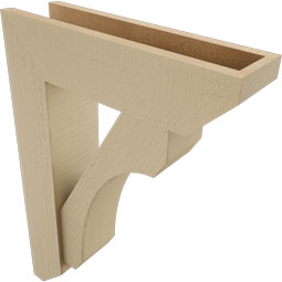 Ekena Millwork - BKTUR0554X20X28LEC06RCPR - Timberthane Faux Wood Legacy Style Bracket w/ Offset Brace, Slat Ends, 5 1/2"W x 20"D x 28"H, Primed Tan