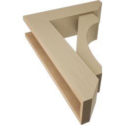 Ekena Millwork - BKTUR0554X20X28LEC06RCPR - Timberthane Faux Wood Legacy Style Bracket w/ Offset Brace, Slat Ends, 5 1/2"W x 20"D x 28"H, Primed Tan