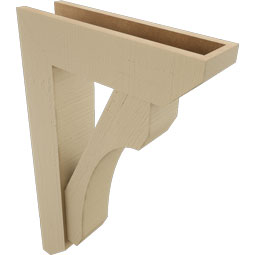 Ekena Millwork - BKTUR0554X20X32LEC06RCPR - Timberthane Faux Wood Legacy Style Bracket w/ Offset Brace, Slat Ends, 5 1/2"W x 20"D x 32"H, Primed Tan