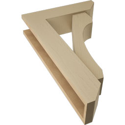 Ekena Millwork - BKTUR0554X20X32LEC06RCPR - Timberthane Faux Wood Legacy Style Bracket w/ Offset Brace, Slat Ends, 5 1/2"W x 20"D x 32"H, Primed Tan
