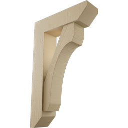 Ekena Millwork - BKTUR0554X20X32LEC06RCPR - Timberthane Faux Wood Legacy Style Bracket w/ Offset Brace, Slat Ends, 5 1/2"W x 20"D x 32"H, Primed Tan