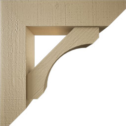 Ekena Millwork - BKTUR0554X22X22LEC06RCPR - Timberthane Faux Wood Legacy Style Bracket w/ Offset Brace, Slat Ends, 5 1/2"W x 22"D x 22"H, Primed Tan