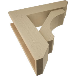 Ekena Millwork - BKTUR0554X22X22LEC06RCPR - Timberthane Faux Wood Legacy Style Bracket w/ Offset Brace, Slat Ends, 5 1/2"W x 22"D x 22"H, Primed Tan