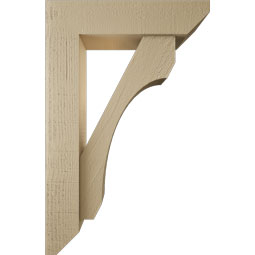 Ekena Millwork - BKTUR0554X22X34LEC06RCPR - Timberthane Faux Wood Legacy Style Bracket w/ Offset Brace, Slat Ends, 5 1/2"W x 22"D x 34"H, Primed Tan