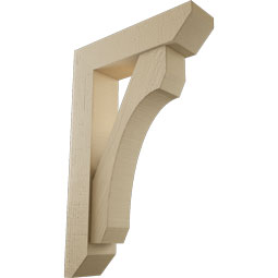 Ekena Millwork - BKTUR0554X22X34LEC06RCPR - Timberthane Faux Wood Legacy Style Bracket w/ Offset Brace, Slat Ends, 5 1/2"W x 22"D x 34"H, Primed Tan