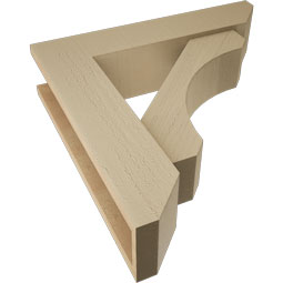 Ekena Millwork - BKTUR0554X24X24LEC06RCPR - Timberthane Faux Wood Legacy Style Bracket w/ Offset Brace, Slat Ends, 5 1/2"W x 24"D x 24"H, Primed Tan