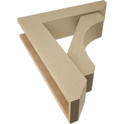 Ekena Millwork - BKTUR0554X24X28LEC06RCPR - Timberthane Faux Wood Legacy Style Bracket w/ Offset Brace, Slat Ends, 5 1/2"W x 24"D x 28"H, Primed Tan