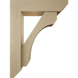 Ekena Millwork - BKTUR0554X24X32LEC06RCPR - Timberthane Faux Wood Legacy Style Bracket w/ Offset Brace, Slat Ends, 5 1/2"W x 24"D x 32"H, Primed Tan