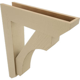 Ekena Millwork - BKTUR0554X24X32LEC06RCPR - Timberthane Faux Wood Legacy Style Bracket w/ Offset Brace, Slat Ends, 5 1/2"W x 24"D x 32"H, Primed Tan
