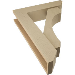 Ekena Millwork - BKTUR0554X24X32LEC06RCPR - Timberthane Faux Wood Legacy Style Bracket w/ Offset Brace, Slat Ends, 5 1/2"W x 24"D x 32"H, Primed Tan