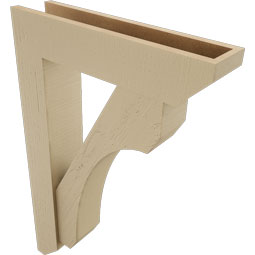 Ekena Millwork - BKTUR0554X24X36LEC06RCPR - Timberthane Faux Wood Legacy Style Bracket w/ Offset Brace, Slat Ends, 5 1/2"W x 24"D x 36"H, Primed Tan
