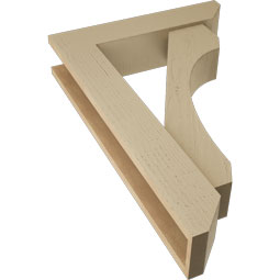 Ekena Millwork - BKTUR0554X24X36LEC06RCPR - Timberthane Faux Wood Legacy Style Bracket w/ Offset Brace, Slat Ends, 5 1/2"W x 24"D x 36"H, Primed Tan