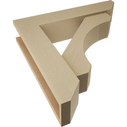 Ekena Millwork - BKTUR0554X26X26LEC06RCPR - Timberthane Faux Wood Legacy Style Bracket w/ Offset Brace, Slat Ends, 5 1/2"W x 26"D x 26"H, Primed Tan