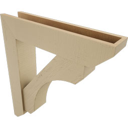 Ekena Millwork - BKTUR0554X26X30LEC06RCPR - Timberthane Faux Wood Legacy Style Bracket w/ Offset Brace, Slat Ends, 5 1/2"W x 26"D x 30"H, Primed Tan