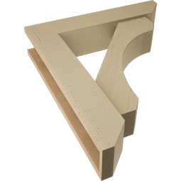 Ekena Millwork - BKTUR0554X26X30LEC06RCPR - Timberthane Faux Wood Legacy Style Bracket w/ Offset Brace, Slat Ends, 5 1/2"W x 26"D x 30"H, Primed Tan