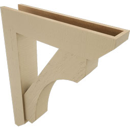 Ekena Millwork - BKTUR0554X26X34LEC06RCPR - Timberthane Faux Wood Legacy Style Bracket w/ Offset Brace, Slat Ends, 5 1/2"W x 26"D x 34"H, Primed Tan