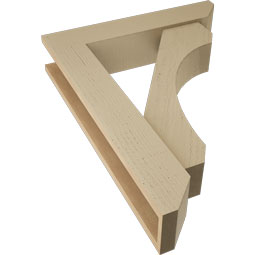 Ekena Millwork - BKTUR0554X26X34LEC06RCPR - Timberthane Faux Wood Legacy Style Bracket w/ Offset Brace, Slat Ends, 5 1/2"W x 26"D x 34"H, Primed Tan