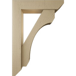 Ekena Millwork - BKTUR0554X26X38LEC06RCPR - Timberthane Faux Wood Legacy Style Bracket w/ Offset Brace, Slat Ends, 5 1/2"W x 26"D x 38"H, Primed Tan