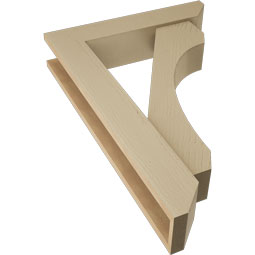 Ekena Millwork - BKTUR0554X26X38LEC06RCPR - Timberthane Faux Wood Legacy Style Bracket w/ Offset Brace, Slat Ends, 5 1/2"W x 26"D x 38"H, Primed Tan