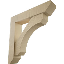 Ekena Millwork - BKTUR0554X28X28LEC06RCPR - Timberthane Faux Wood Legacy Style Bracket w/ Offset Brace, Slat Ends, 5 1/2"W x 28"D x 28"H, Primed Tan