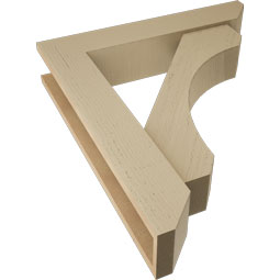 Ekena Millwork - BKTUR0554X28X32LEC06RCPR - Timberthane Faux Wood Legacy Style Bracket w/ Offset Brace, Slat Ends, 5 1/2"W x 28"D x 32"H, Primed Tan
