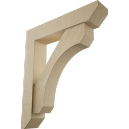 Ekena Millwork - BKTUR0554X28X32LEC06RCPR - Timberthane Faux Wood Legacy Style Bracket w/ Offset Brace, Slat Ends, 5 1/2"W x 28"D x 32"H, Primed Tan