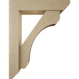 Ekena Millwork - BKTUR0554X28X36LEC06RCPR - Timberthane Faux Wood Legacy Style Bracket w/ Offset Brace, Slat Ends, 5 1/2"W x 28"D x 36"H, Primed Tan