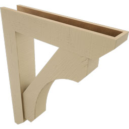 Ekena Millwork - BKTUR0554X28X36LEC06RCPR - Timberthane Faux Wood Legacy Style Bracket w/ Offset Brace, Slat Ends, 5 1/2"W x 28"D x 36"H, Primed Tan