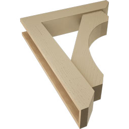 Ekena Millwork - BKTUR0554X28X36LEC06RCPR - Timberthane Faux Wood Legacy Style Bracket w/ Offset Brace, Slat Ends, 5 1/2"W x 28"D x 36"H, Primed Tan